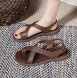 Shiyu 526 Clip-And-Word Buckle With Soft Flat-Soled Sandals Woman 2025 Summer New Student Korean Version Of The