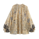 For Women's INS Burst Metal Color Line Printed Shirt + Printed