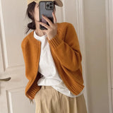 Zingj Waxy Gray Round Neck Sweater Knit Cardigan Coat Women's New Autumn And Winter With A Short Zipper Small Jacket-Outfit