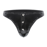 Zingj Men's Close-Fitting Patent Leather Briefs Sexy Open File Leakhosen Size Accurate No
