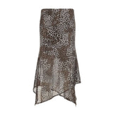 Temperament Light Style Leopard Yarn Irregular Dress 2025 Autumn And Winter New Half Dress Women's