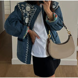 Printed Pocket Cotton Jacket 2025 Autumn And Winter Women's Single Buckle Commuting Warm Coat