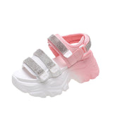 Bottom Old Dad Sandals Female Summer 2025 New Fairy Feng Shui Drill High Heel Casual Sports Roman Shoes Ins