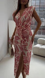 Women's Clothing 2025 Summer New Women's Leisure V-Neckless Print