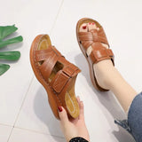 Women's Shoes 44 Large Size 43 Sandals Fashion Retro Solid Slope And Slippers Women's