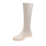 Women's Shoes 4142 But Knee Autumn And Winter Korean Version Of The High-Heeled Boots Flat Bottom Low Back Zippered Knight