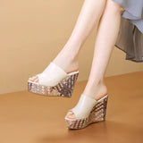 Women Wear Thick Bottom Large Code 2025 Summer New Fish Mouth Slope And Word