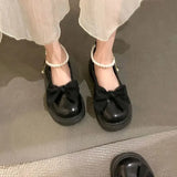 Mary Jane Shoes Women 2025 Spring And Summer New Pearl Butterfly Girl Single Shoes Coarse Heel Fairy
