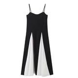 Women's Explosive Black And White Sling With Ribbon Dress Body Fashion Elegant Fashion