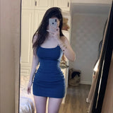 Pure Sex Sling Dress Femininity Bag Hip Dress Slim Thin Solid Color Tight