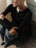 Buttoned Long Sleeve Solid Top- Outfit
