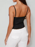 Sexy Spaghetti Strap Bustiers Crop Tops Women Sleeveless Lace V Neck Sling Camis Party Club Casual Backless Vest