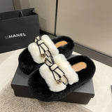 Fire Fur Slippers Women Wear 2025 Spring And Autumn New High-End Thick Background To Increase The Word Cotton