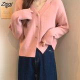Women Korean Style Pure Tender Hot Sale V-neck Ins Hipster Autumn Basic Femme All-match Cozy Knitwear Student