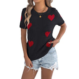 Shooting 2025 Spring And Summer Casual Love Short-Sleeved Knit Shirt Valentine's Day Dress Women's