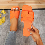 Flat-Bottomed Cool Slippers 2025 New Casual Wear Simple Fashion Square Side Beach