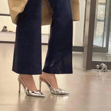 French Sandals 2025 New Summer Silver Water Drill High Heels Female Heel Dress Sister Lightly Familiar With The