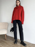 Multi-Color High-Necked Solid-Color Sweater Women Loose Collar Collar Collar Women's Clothing