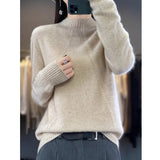 And Winter Yang Sweater Knitted Jersey Outside Wearing Lazy Wind Senior Women's Half-High Collar