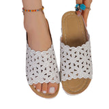 2025 Summer New Simple Leisure Flowers Hollow PU With Women's Slopes And