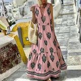 Spot Women's Wear 2025 Summer New Temperament Sleeveless Medium-Long Bohemian Print