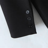 Zingj Fashion Women's Fashion Autumn British Version Loose One-Button Suit Jacket Black Medium-Length Suit