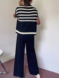 Casual High-Grade Striped Knitted Shoulder Clothes + Fashion Wide