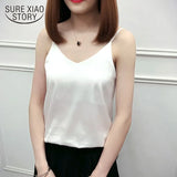 Casual Summer Tank Tops Women Sexy Top Solid Gray Champagne Green Black White Loose Camisole Tank Lady Silk Top