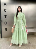 Retro Elegant Dress Women's New French Heavy Industry Embroidered Collar Lantern Sleeves Large Swing