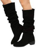 Winter New Folded Long Boots Women's Large Size High-Clinity Martin Boots Coarse And Piles Of
