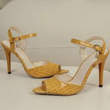 Summer Sexy Snake Pattern Heeled Fish Mouth Sandals High Heel Sandals