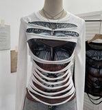 Shooting Design Y2k Vintage T-Shirt Prints Long-Sleeved T-Shirt Slimming Bottom Top
