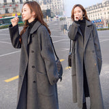 Coat Women's Long 2025 Autumn And Winter 2025 New Heben Popular Loose Over Knee Gray Thick