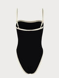 Contrast Binding Basic One Piece Swimsuit- Outfit