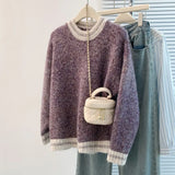 And Winter Dress New Women's Sweater Women's Korean Round Collar Bumpy Long-Sleeved Knitted Jersey Women Loose Thin