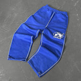 Men's Hip-Hop Letter-Print Sweatpants Trendy Street Loose-Fitting Broad Leg Trousers Drawstring Straight
