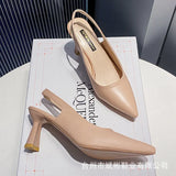 Back Empty Single Shoes Women 2025 Summer New French Pointed One-Word Buckle With Sandals Women Fashion High