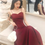 Dress Women Vintage Summer Red Dresses Backless Sexy Long Style Korean Fashion Loose Vestido De Mujer Off
