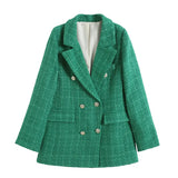 Women's 4 Color Texture Double Buckle Long Blazer Women K2 New