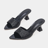 Summer New Soft-Skinned Water Drill Alien Heel Exposed Toe Cool Slippers Women's Heel Sharp Sandals Women's