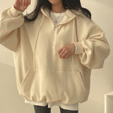 Solid Color Half Zip Up Oversized HoodieOutfit