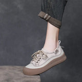 Layer Cow Skin Retro Thick-Soled Single Shoes Women 2025 Spring New Round Head With Soft Sole Casual