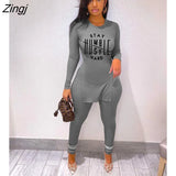Tracksuit For Women Faith Letter Ribbed Knit Two Piece Set Casual 2 Pcs Outfits Long Sleeve Tshirts Pants Suit Matching