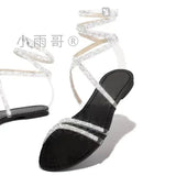 Summer Water Drilled Flat-Soled Sandals Women's Winding Women's Shoes Strappy