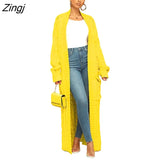 New Winter Warm Sweater Coat Women's cardigans Casual Long Knitted Cardigan Sweater Jacket Loose V-Neck