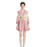 And Summer New French Retro Holiday Style V Neck Lantern Sleeves To Collect Long Print Small