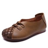 Layer Of Cowhite Retro National Style Single Shoes Women 2025 Spring New Flat Soft Sole Comfortable One-Footed Mother