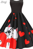 Summer Vintage Dress Women Spaghetti Strap Floral Print High Waist Elegant Sleeveless A-Line Party Midi Dress Robe