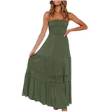 Women's Clothing Pure Color Bra Splicing Under The Long Sleeveless Retro Bohemian Waist