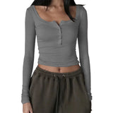 Asia Women's Big Round Neck Collar Nail Buckle Bottom Shirt Trend 2025 New Pure Desire Tight T-Shirt